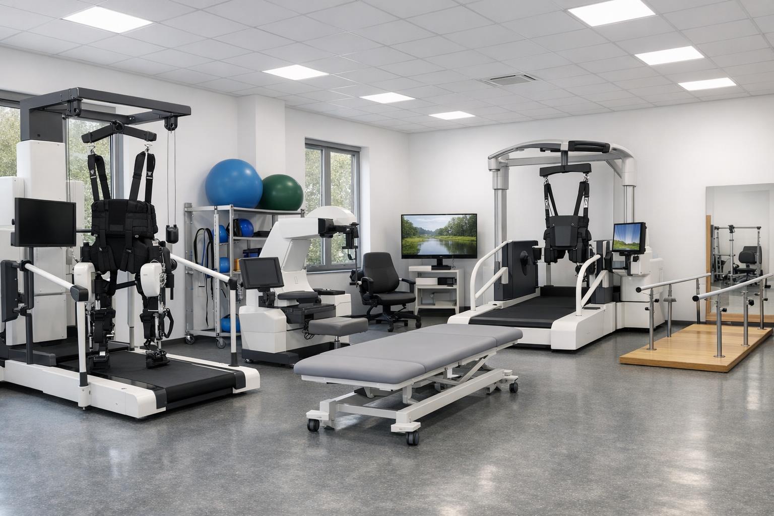 opis zdjęcia: sala rehabilitacyjna z nowoczesnym sprzętem do terapii